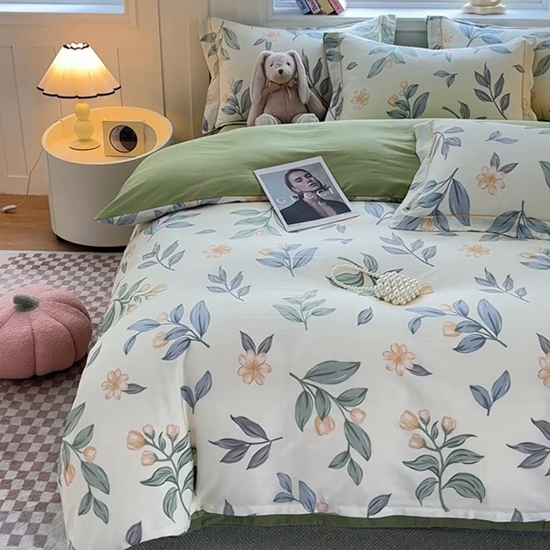 91家纺网 家纺一手货源 找家纺 宇彬家纺 2026新款13070A类全棉纯棉印花床单床款四件套和单被套-一字绣工艺款系列 一字绣 风吹一夏