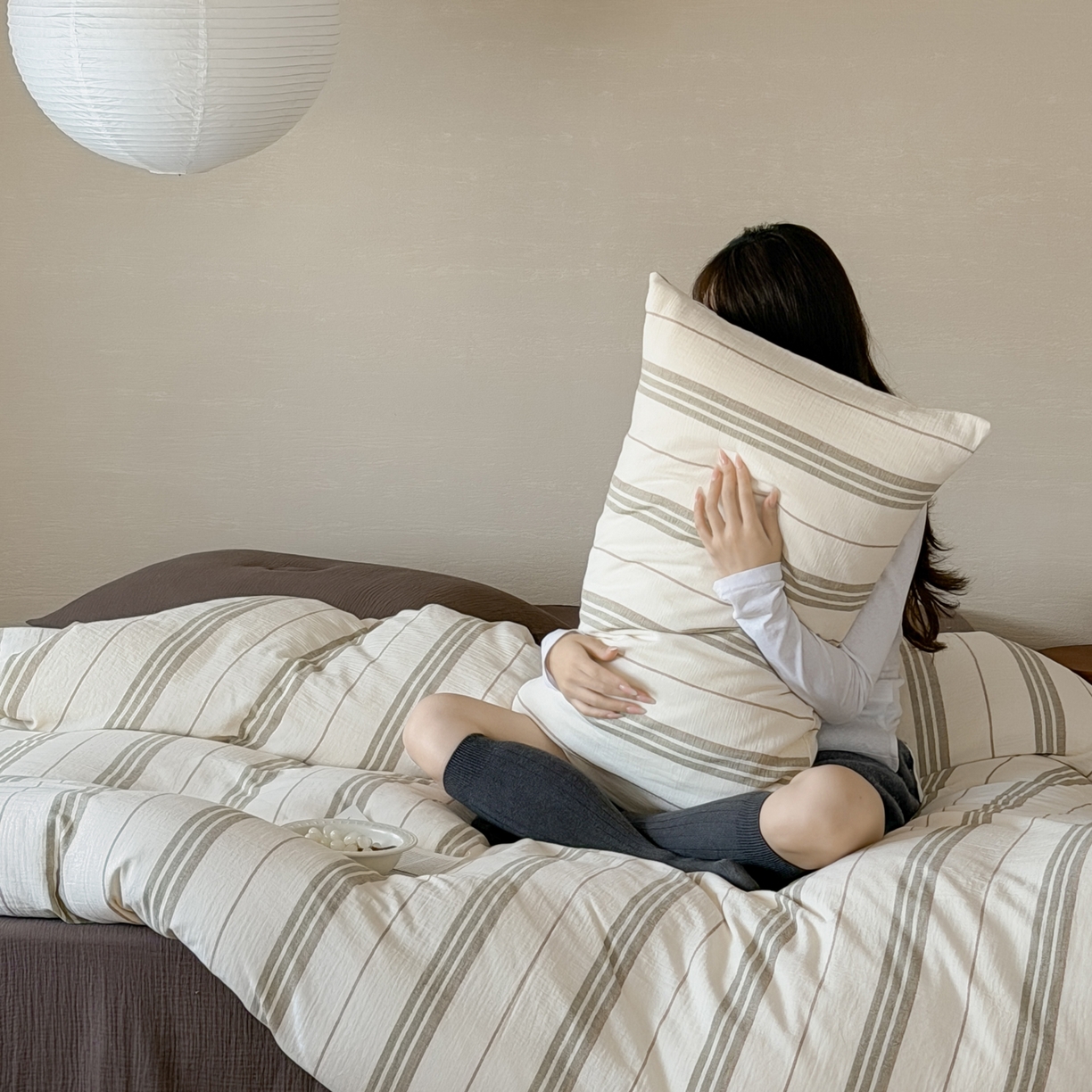 91家纺网 家纺一手货源 找家纺 山舍家居 2026新款全棉纯棉色织条纹皱皱纱布四件套 都市航海