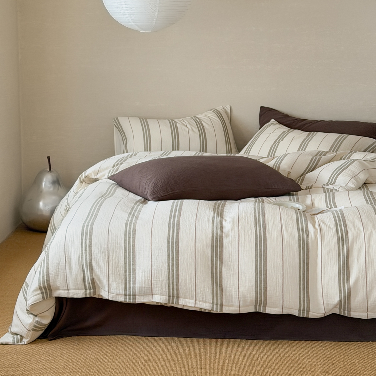 91家纺网 家纺一手货源 找家纺 山舍家居 2026新款全棉纯棉色织条纹皱皱纱布四件套 都市航海