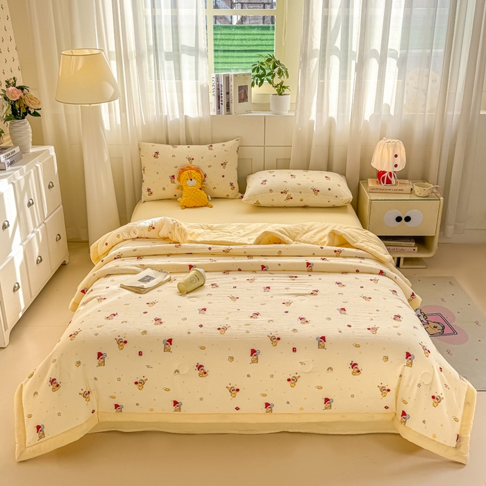 91家纺网 家纺一手货源 找家纺 家喜爱 2026年新款双层皱皱纱新疆棉花夏被夏凉被空调被【可开专票  普票】 萌萌星星人