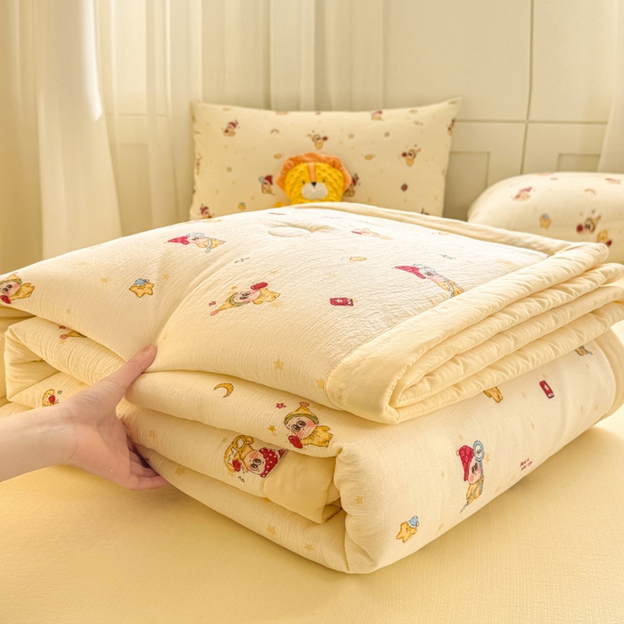 91家纺网 家纺一手货源 找家纺 家喜爱 2026年新款双层皱皱纱新疆棉花夏被夏凉被空调被【可开专票  普票】 萌萌星星人