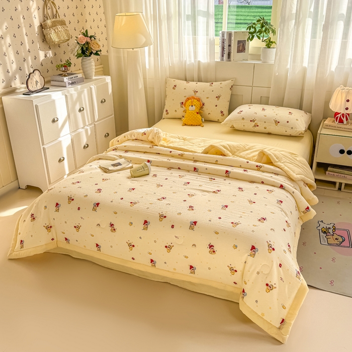 91家纺网 家纺一手货源 找家纺 家喜爱 2026年新款双层皱皱纱新疆棉花夏被夏凉被空调被【可开专票  普票】 萌萌星星人