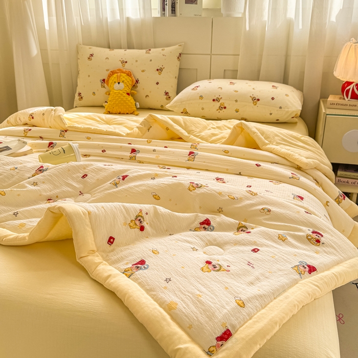 91家纺网 家纺一手货源 找家纺 家喜爱 2026年新款双层皱皱纱新疆棉花夏被夏凉被空调被【可开专票  普票】 萌萌星星人