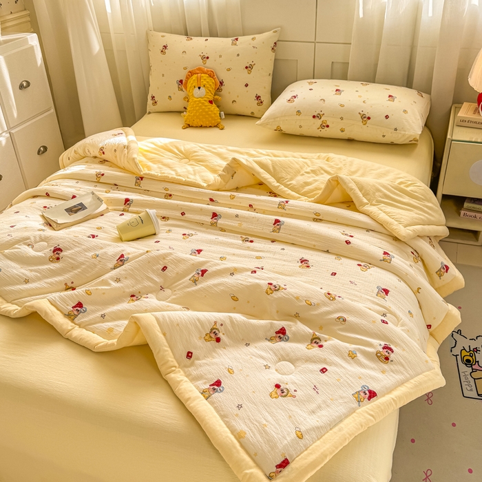 91家纺网 家纺一手货源 找家纺 家喜爱 2026年新款双层皱皱纱新疆棉花夏被夏凉被空调被【可开专票  普票】 萌萌星星人