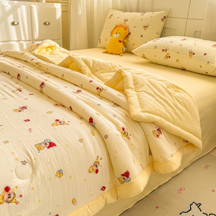 91家纺网 家纺一手货源 找家纺 家喜爱 2026年新款双层皱皱纱新疆棉花夏被夏凉被空调被【可开专票  普票】 萌萌星星人