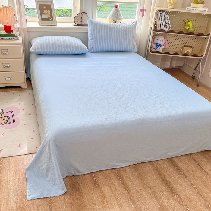 91家纺网 家纺一手货源 找家纺 家喜爱 2026年新款双层皱皱纱新疆棉花夏被夏凉被空调被【可开专票  普票】 海盐蝴蝶结