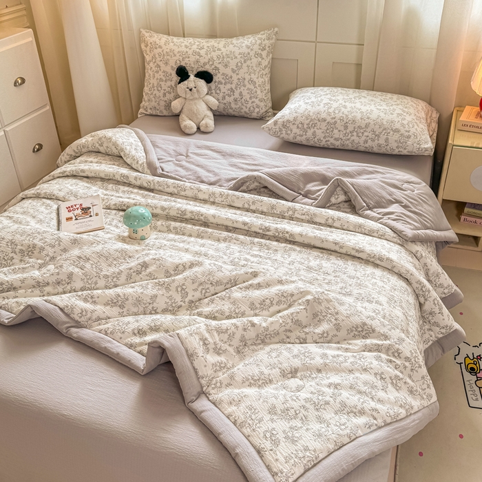 91家纺网 家纺一手货源 找家纺 家喜爱 2026年新款双层皱皱纱新疆棉花夏被夏凉被空调被【可开专票  普票】 素描花