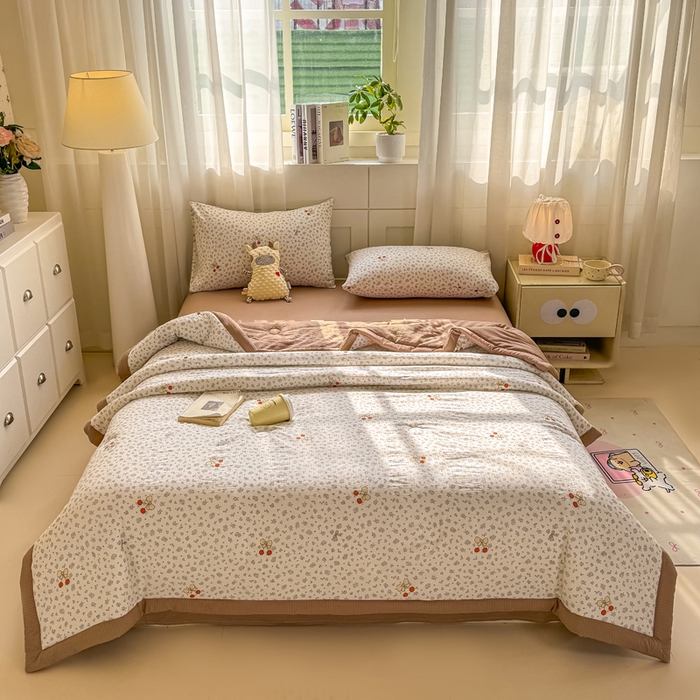 91家纺网 家纺一手货源 找家纺 家喜爱 2026年新款双层皱皱纱新疆棉花夏被夏凉被空调被【可开专票  普票】 樱桃碎碎念