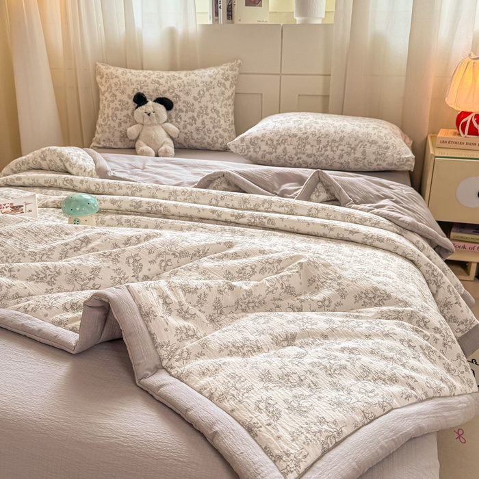 91家纺网 家纺一手货源 找家纺 家喜爱 2026年新款双层皱皱纱新疆棉花夏被夏凉被空调被【可开专票  普票】 素描花