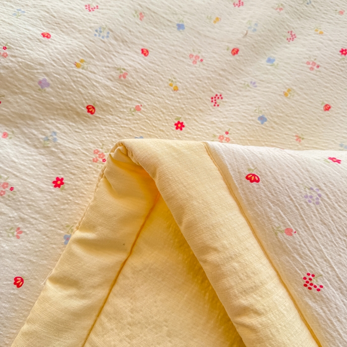 91家纺网 家纺一手货源 找家纺 家喜爱 2026年新款双层皱皱纱新疆棉花夏被夏凉被空调被【可开专票  普票】 黄色小碎花