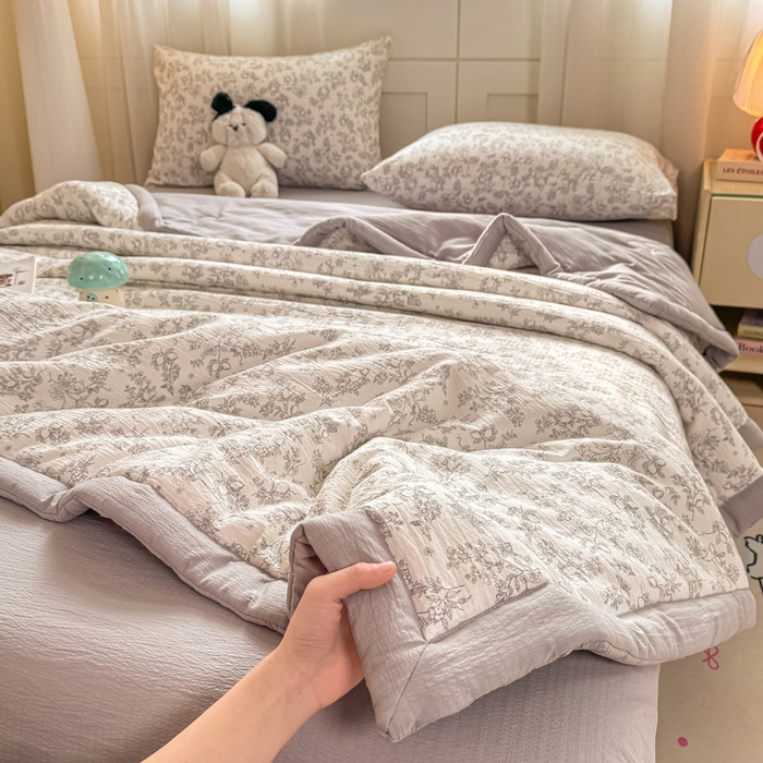 91家纺网 家纺一手货源 找家纺 家喜爱 2026年新款双层皱皱纱新疆棉花夏被夏凉被空调被【可开专票  普票】 素描花