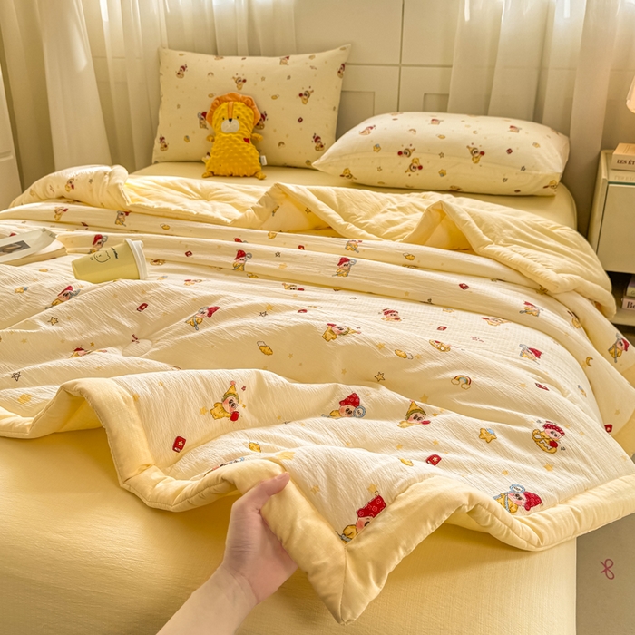 91家纺网 家纺一手货源 找家纺 家喜爱 2026年新款双层皱皱纱新疆棉花夏被夏凉被空调被【可开专票  普票】 萌萌星星人