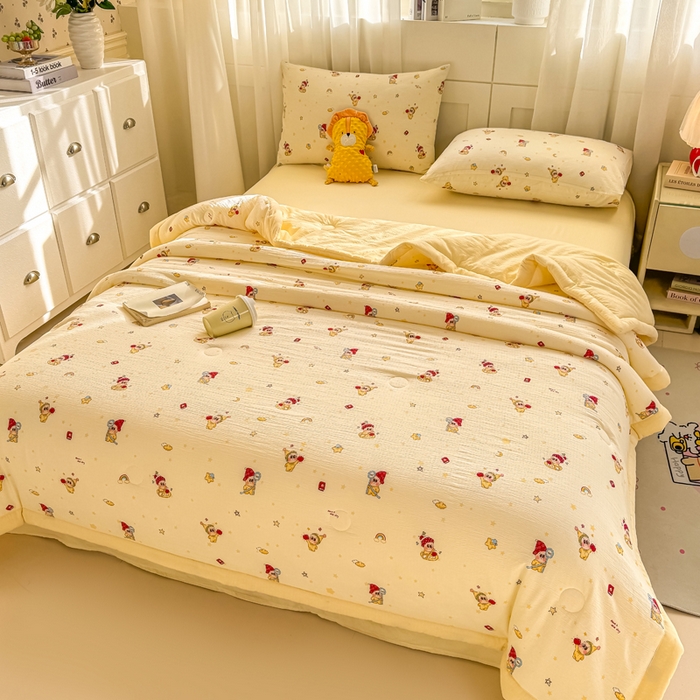 91家纺网 家纺一手货源 找家纺 家喜爱 2026年新款双层皱皱纱新疆棉花夏被夏凉被空调被【可开专票  普票】 萌萌星星人