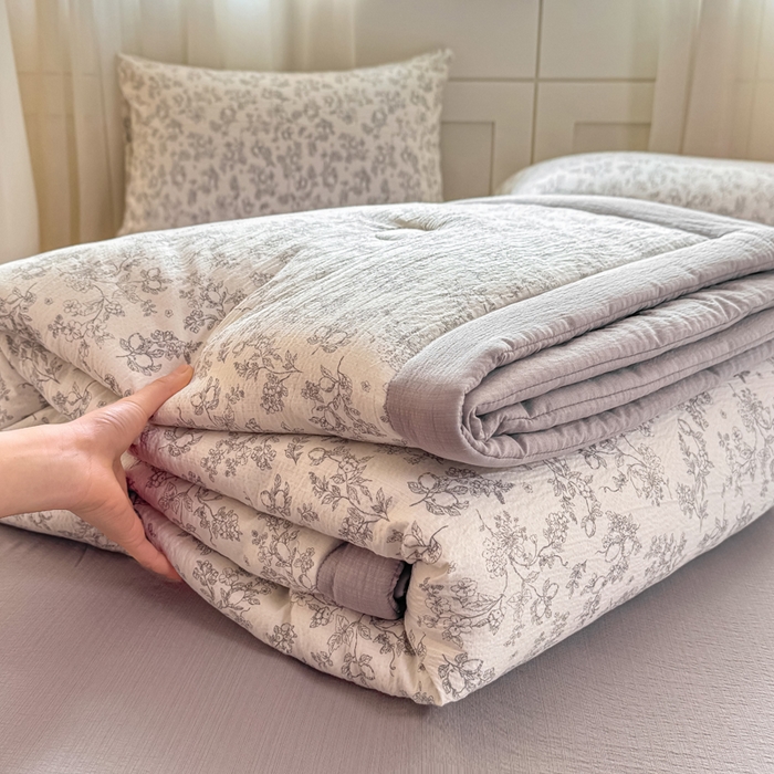 91家纺网 家纺一手货源 找家纺 家喜爱 2026年新款双层皱皱纱新疆棉花夏被夏凉被空调被【可开专票  普票】 素描花