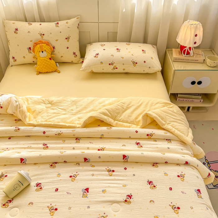 91家纺网 家纺一手货源 找家纺 家喜爱 2026年新款双层皱皱纱新疆棉花夏被夏凉被空调被【可开专票  普票】 萌萌星星人