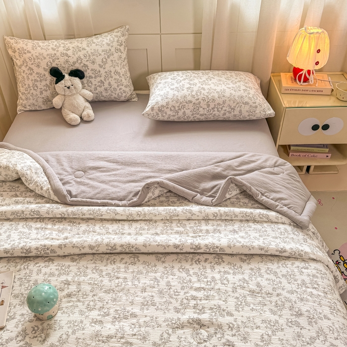 91家纺网 家纺一手货源 找家纺 家喜爱 2026年新款双层皱皱纱新疆棉花夏被夏凉被空调被【可开专票  普票】 素描花