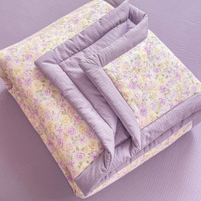 91家纺网 家纺一手货源 找家纺 家喜爱 2026年新款双层皱皱纱新疆棉花夏被夏凉被空调被【可开专票  普票】 蔷薇语