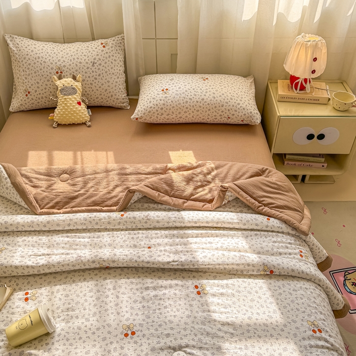 91家纺网 家纺一手货源 找家纺 家喜爱 2026年新款双层皱皱纱新疆棉花夏被夏凉被空调被【可开专票  普票】 樱桃碎碎念