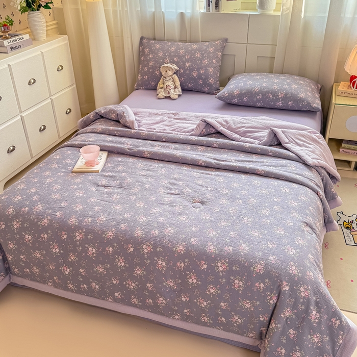 91家纺网 家纺一手货源 找家纺 家喜爱 2026年新款双层皱皱纱新疆棉花夏被夏凉被空调被【可开专票  普票】 墨夏凉花