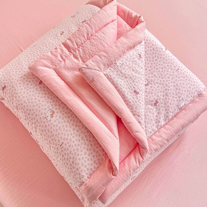 91家纺网 家纺一手货源 找家纺 家喜爱 2026年新款双层皱皱纱新疆棉花夏被夏凉被空调被【可开专票  普票】 粉豹纹Kitty