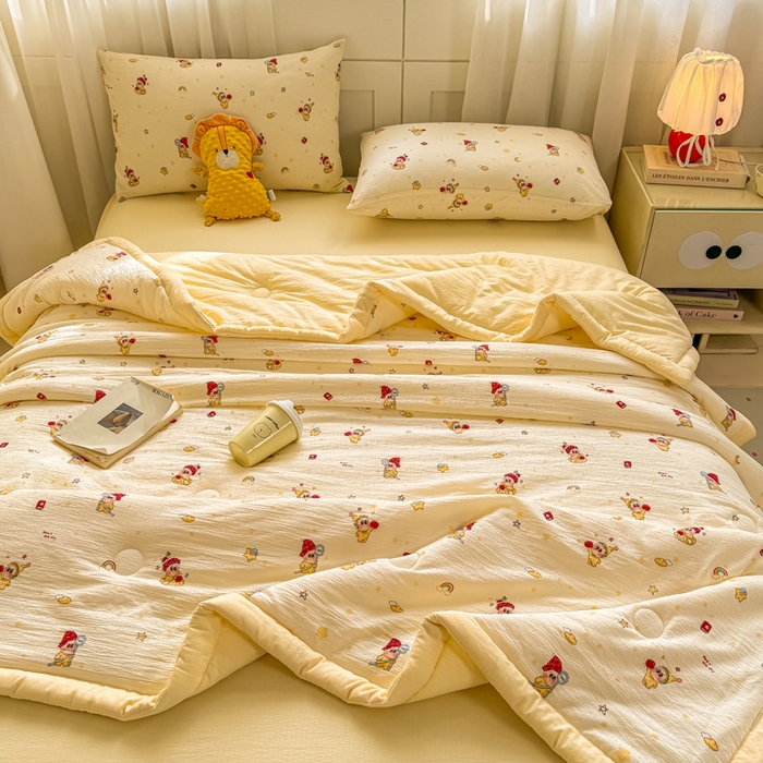 91家纺网 家纺一手货源 找家纺 家喜爱 2026年新款双层皱皱纱新疆棉花夏被夏凉被空调被【可开专票  普票】 萌萌星星人