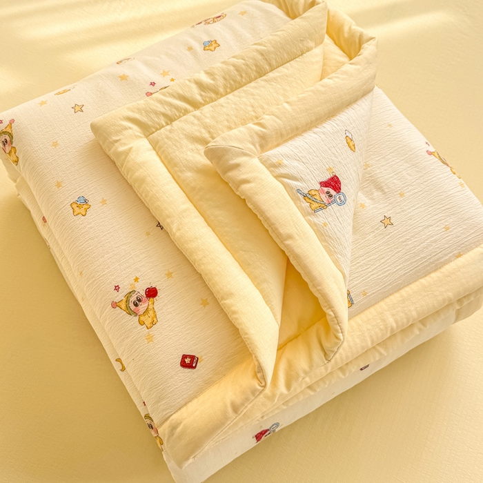 91家纺网 家纺一手货源 找家纺 家喜爱 2026年新款双层皱皱纱新疆棉花夏被夏凉被空调被【可开专票  普票】 萌萌星星人