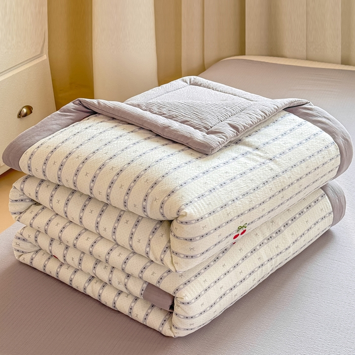 91家纺网 家纺一手货源 找家纺 家喜爱 2026年新款双层皱皱纱新疆棉花夏被夏凉被空调被【可开专票  普票】 春日樱桃园