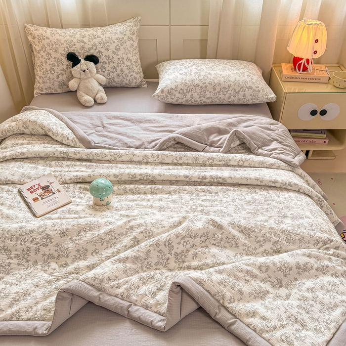 91家纺网 家纺一手货源 找家纺 家喜爱 2026年新款双层皱皱纱新疆棉花夏被夏凉被空调被【可开专票  普票】 素描花