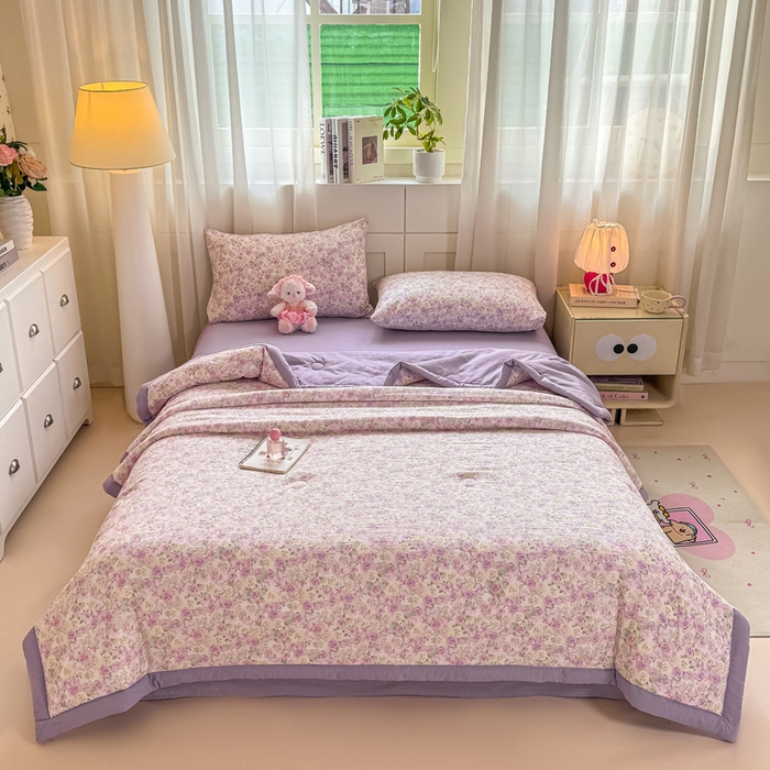 91家纺网 家纺一手货源 找家纺 家喜爱 2026年新款双层皱皱纱新疆棉花夏被夏凉被空调被【可开专票  普票】 蔷薇语