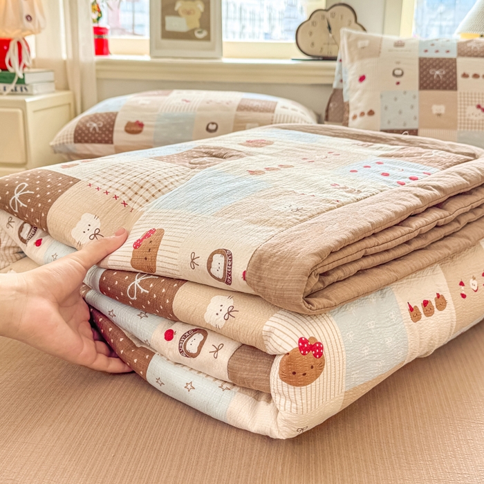 91家纺网 家纺一手货源 找家纺 家喜爱 2026年新款双层皱皱纱新疆棉花夏被夏凉被空调被【可开专票  普票】 蛋糕派