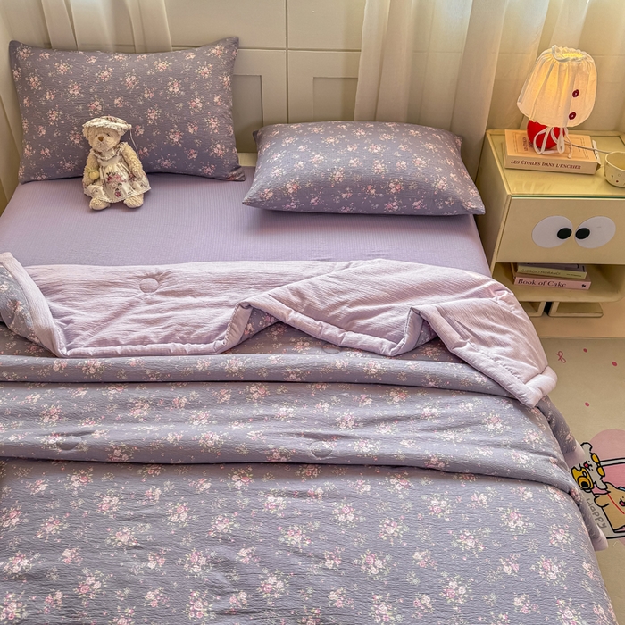 91家纺网 家纺一手货源 找家纺 家喜爱 2026年新款双层皱皱纱新疆棉花夏被夏凉被空调被【可开专票  普票】 墨夏凉花