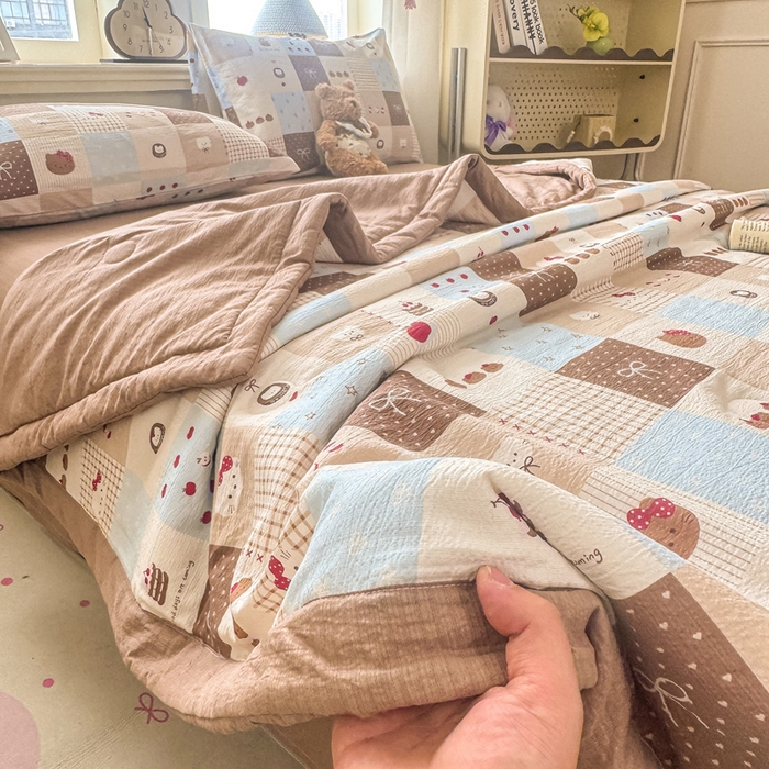 91家纺网 家纺一手货源 找家纺 家喜爱 2026年新款双层皱皱纱新疆棉花夏被夏凉被空调被【可开专票  普票】 蛋糕派