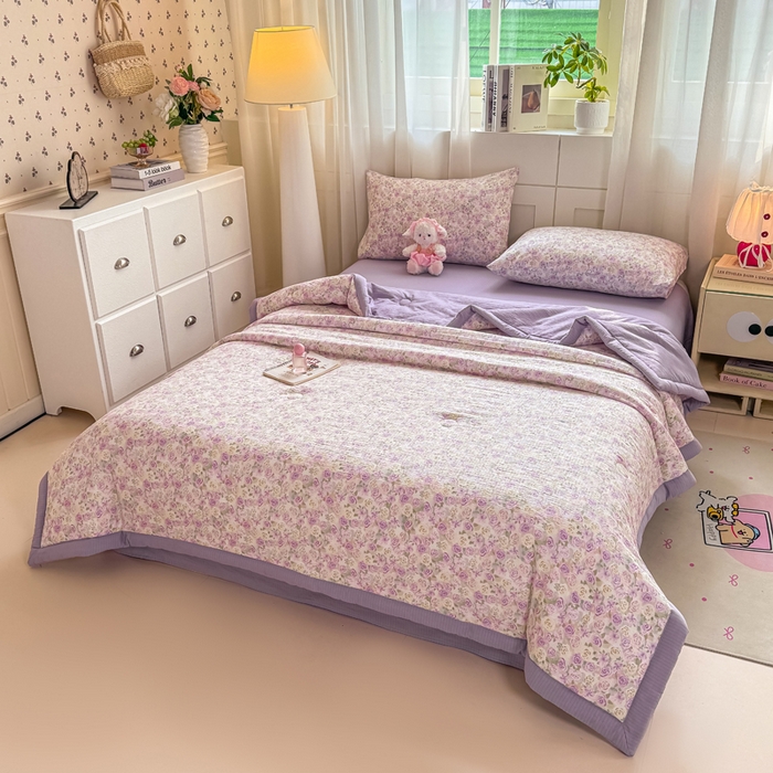 91家纺网 家纺一手货源 找家纺 家喜爱 2026年新款双层皱皱纱新疆棉花夏被夏凉被空调被【可开专票  普票】 蔷薇语