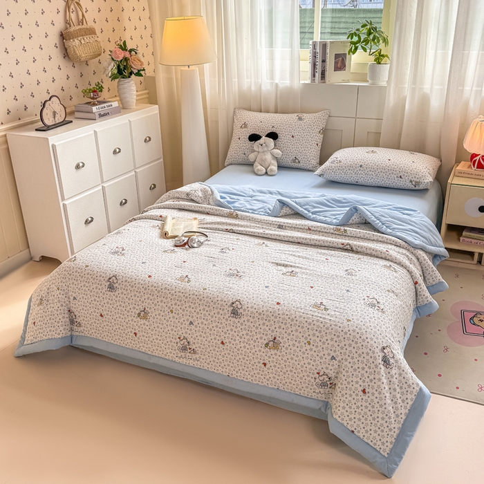 91家纺网 家纺一手货源 找家纺 家喜爱 2026年新款双层皱皱纱新疆棉花夏被夏凉被空调被【可开专票  普票】 璀璨小狗