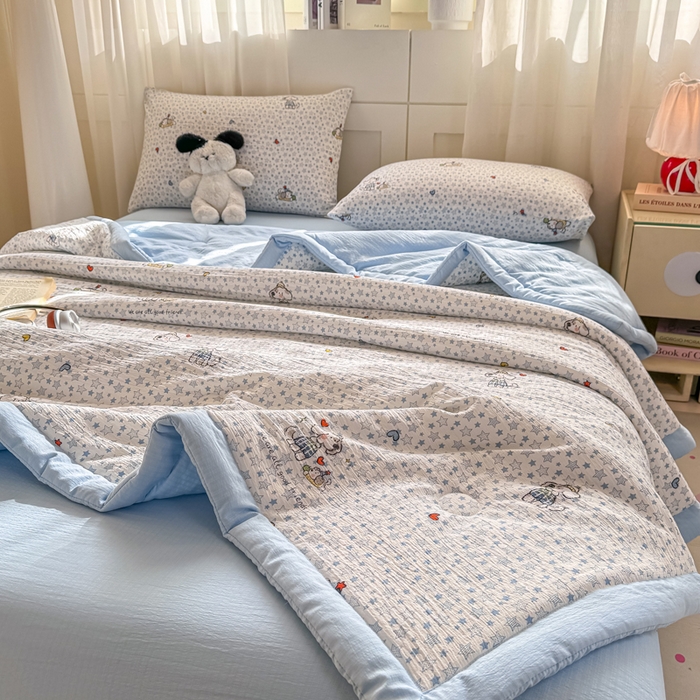 91家纺网 家纺一手货源 找家纺 家喜爱 2026年新款双层皱皱纱新疆棉花夏被夏凉被空调被【可开专票  普票】 璀璨小狗