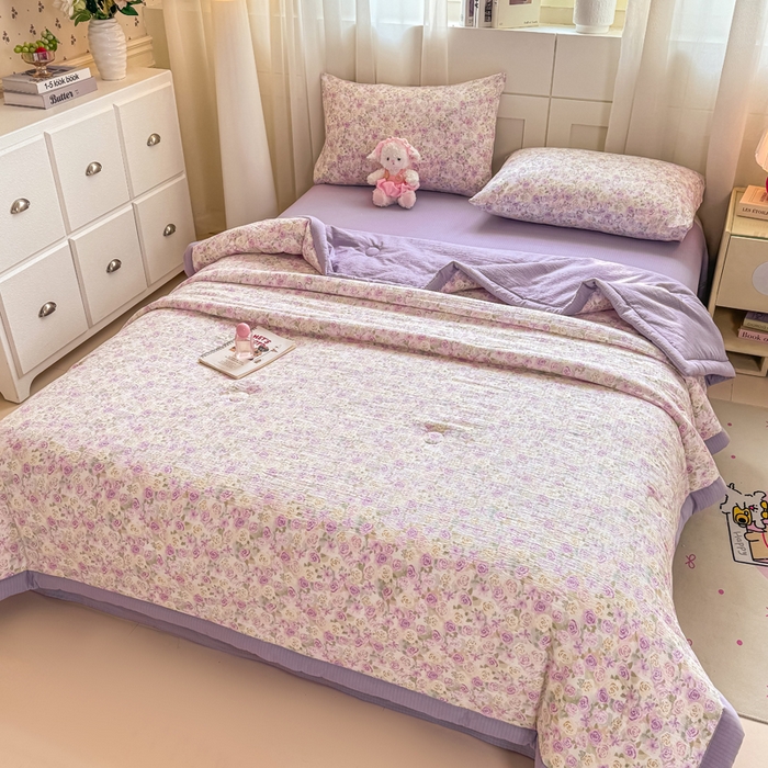 91家纺网 家纺一手货源 找家纺 家喜爱 2026年新款双层皱皱纱新疆棉花夏被夏凉被空调被【可开专票  普票】 蔷薇语