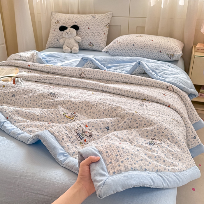 91家纺网 家纺一手货源 找家纺 家喜爱 2026年新款双层皱皱纱新疆棉花夏被夏凉被空调被【可开专票  普票】 璀璨小狗
