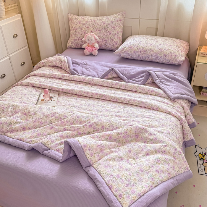 91家纺网 家纺一手货源 找家纺 家喜爱 2026年新款双层皱皱纱新疆棉花夏被夏凉被空调被【可开专票  普票】 蔷薇语