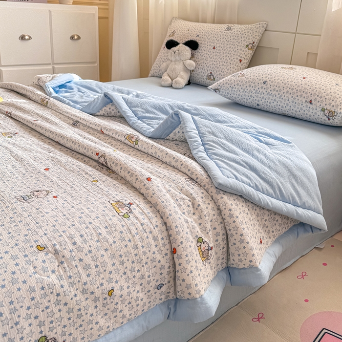 91家纺网 家纺一手货源 找家纺 家喜爱 2026年新款双层皱皱纱新疆棉花夏被夏凉被空调被【可开专票  普票】 璀璨小狗