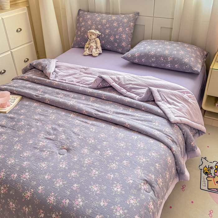 91家纺网 家纺一手货源 找家纺 家喜爱 2026年新款双层皱皱纱新疆棉花夏被夏凉被空调被【可开专票  普票】 墨夏凉花