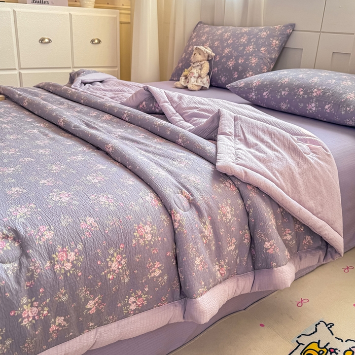 91家纺网 家纺一手货源 找家纺 家喜爱 2026年新款双层皱皱纱新疆棉花夏被夏凉被空调被【可开专票  普票】 墨夏凉花