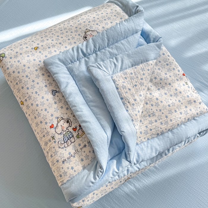 91家纺网 家纺一手货源 找家纺 家喜爱 2026年新款双层皱皱纱新疆棉花夏被夏凉被空调被【可开专票  普票】 璀璨小狗