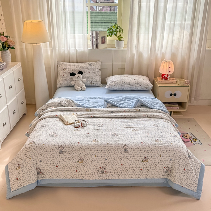 91家纺网 家纺一手货源 找家纺 家喜爱 2026年新款双层皱皱纱新疆棉花夏被夏凉被空调被【可开专票  普票】 璀璨小狗