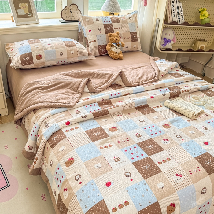 91家纺网 家纺一手货源 找家纺 家喜爱 2026年新款双层皱皱纱新疆棉花夏被夏凉被空调被【可开专票  普票】 蛋糕派