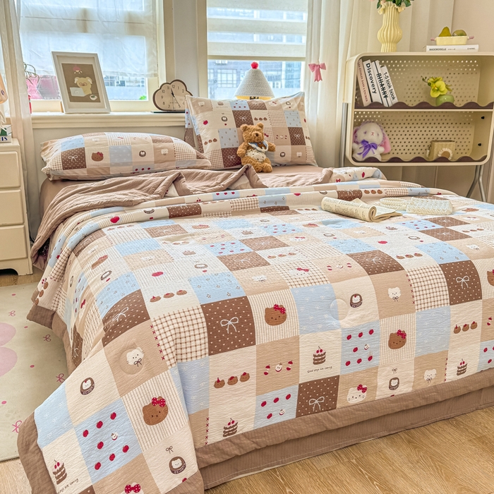 91家纺网 家纺一手货源 找家纺 家喜爱 2026年新款双层皱皱纱新疆棉花夏被夏凉被空调被【可开专票  普票】 蛋糕派