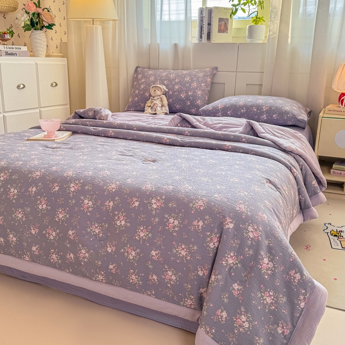 91家纺网 家纺一手货源 找家纺 家喜爱 2026年新款双层皱皱纱新疆棉花夏被夏凉被空调被【可开专票  普票】 墨夏凉花