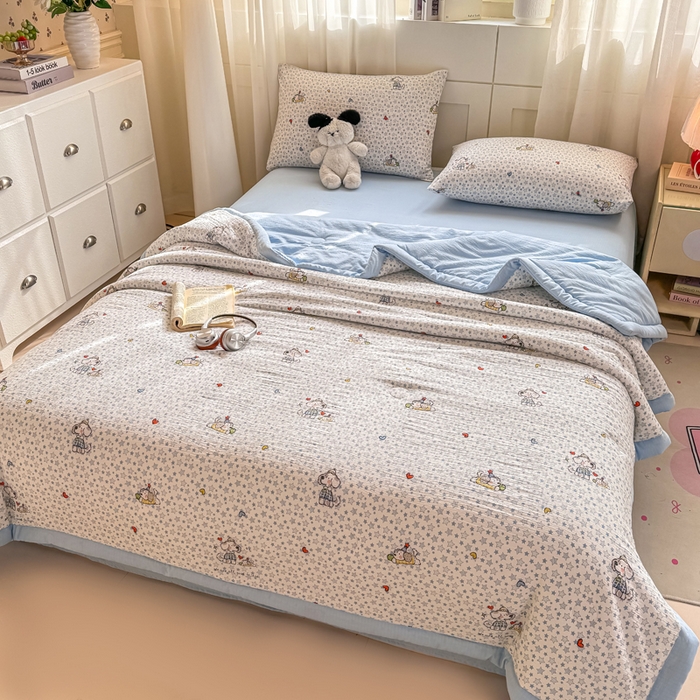 91家纺网 家纺一手货源 找家纺 家喜爱 2026年新款双层皱皱纱新疆棉花夏被夏凉被空调被【可开专票  普票】 璀璨小狗