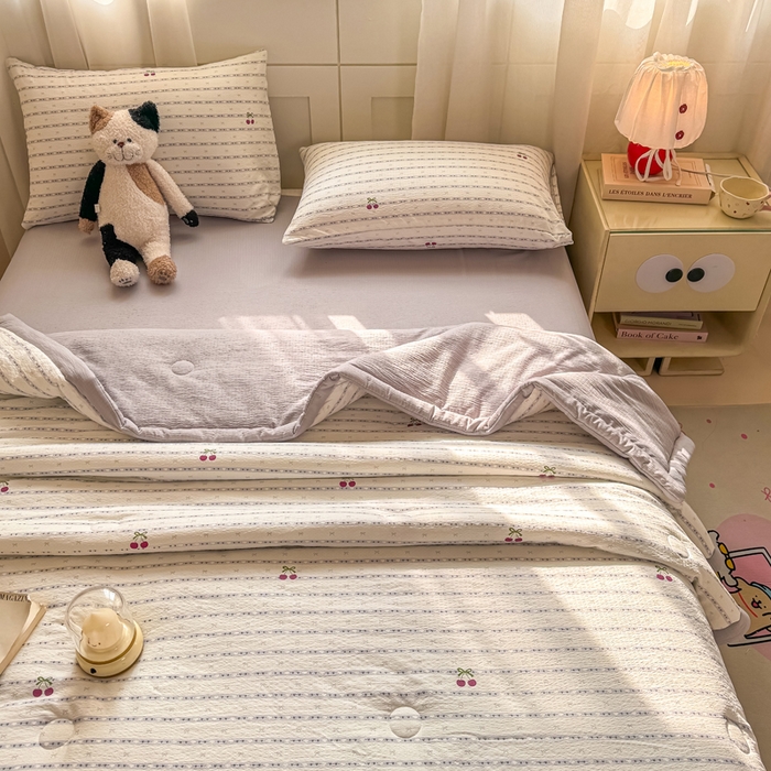 91家纺网 家纺一手货源 找家纺 家喜爱 2026年新款双层皱皱纱新疆棉花夏被夏凉被空调被【可开专票  普票】 春日樱桃园