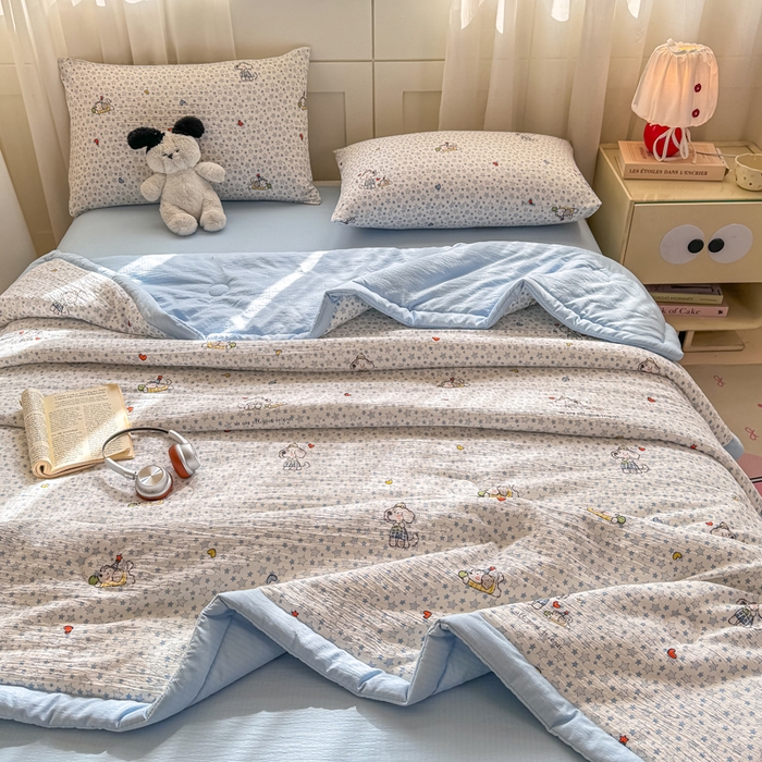 91家纺网 家纺一手货源 找家纺 家喜爱 2026年新款双层皱皱纱新疆棉花夏被夏凉被空调被【可开专票  普票】 璀璨小狗