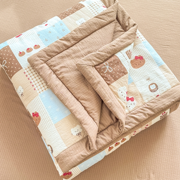 91家纺网 家纺一手货源 找家纺 家喜爱 2026年新款双层皱皱纱新疆棉花夏被夏凉被空调被【可开专票  普票】 蛋糕派